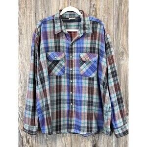 Vtg Five Brother Soft Flannel Shirt Plaid Mens Tallman 3XLT Gorpcore Cabincore